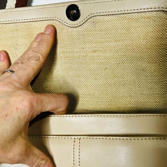 Spartina 449 Nude Cream Leather Shoulder Bag Purse - Picture 14 of 16